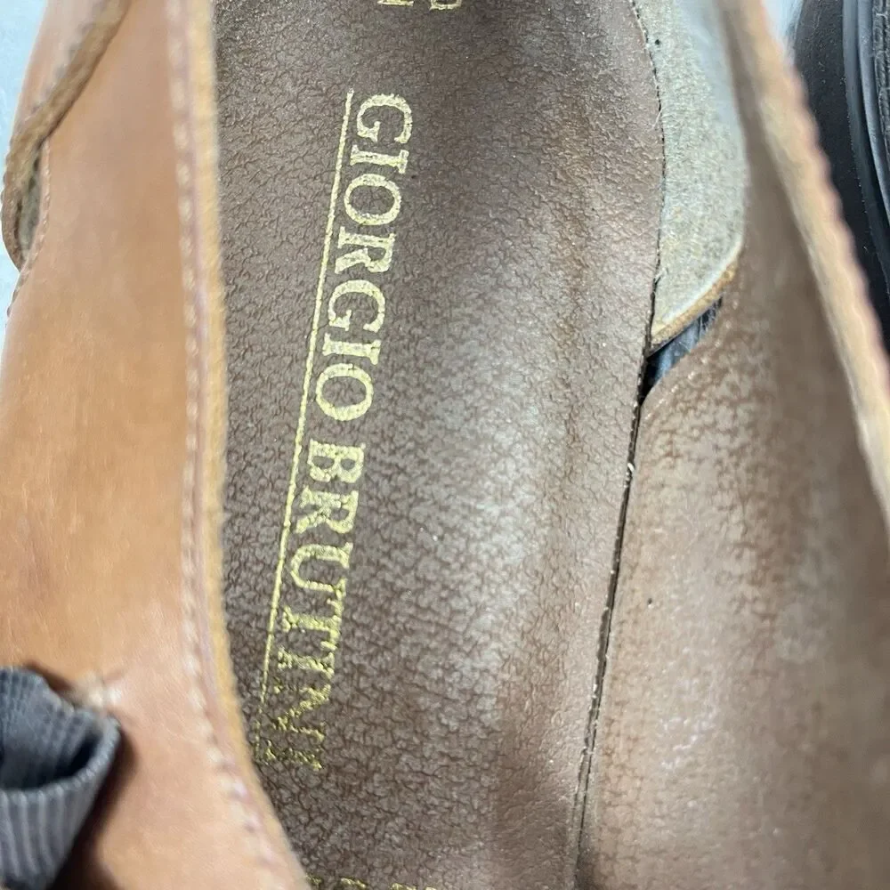 Giorgio Brutini Vintage Men's Size 12 D Brown Leather Fisherman Sandals Retro